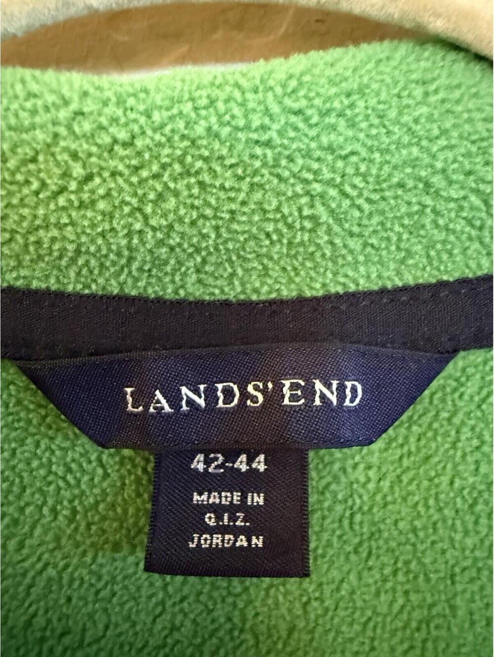 Lands’ Ends Men’s Apple Green Fleece 1/4 Zip Jacket Sz.42/44 - Picture 4 of 9